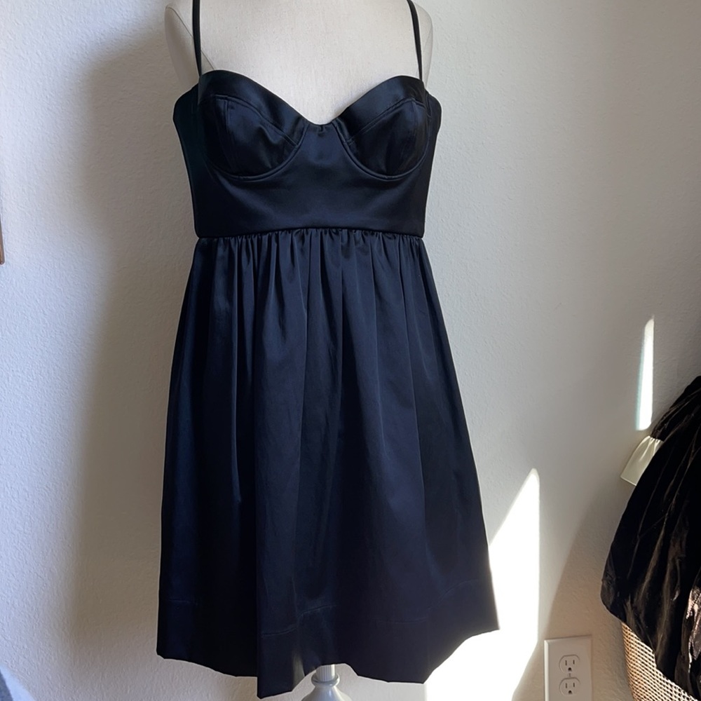 Rebecca Taylor black satin bustier dress